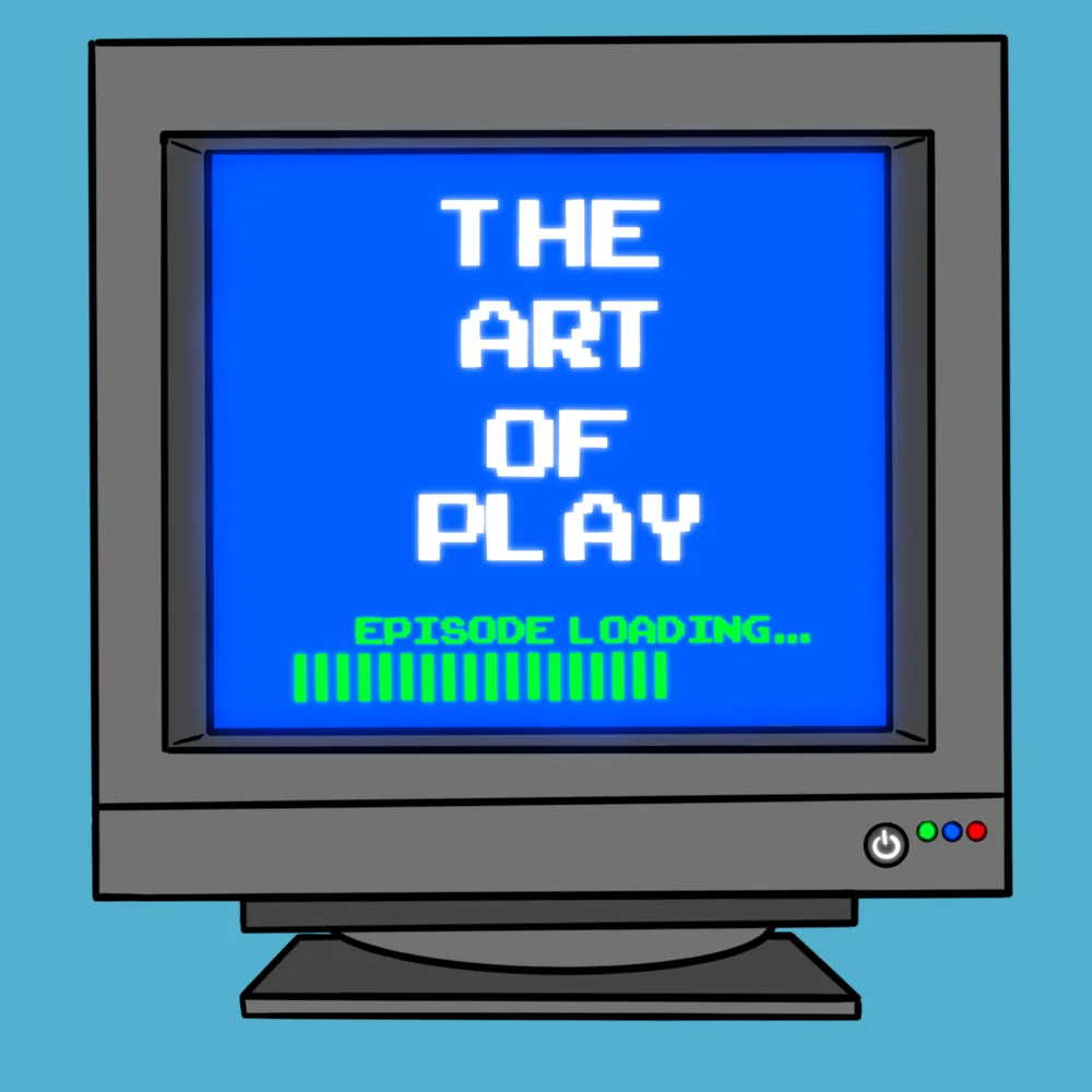 The Art of Play logo on a blue computer screen