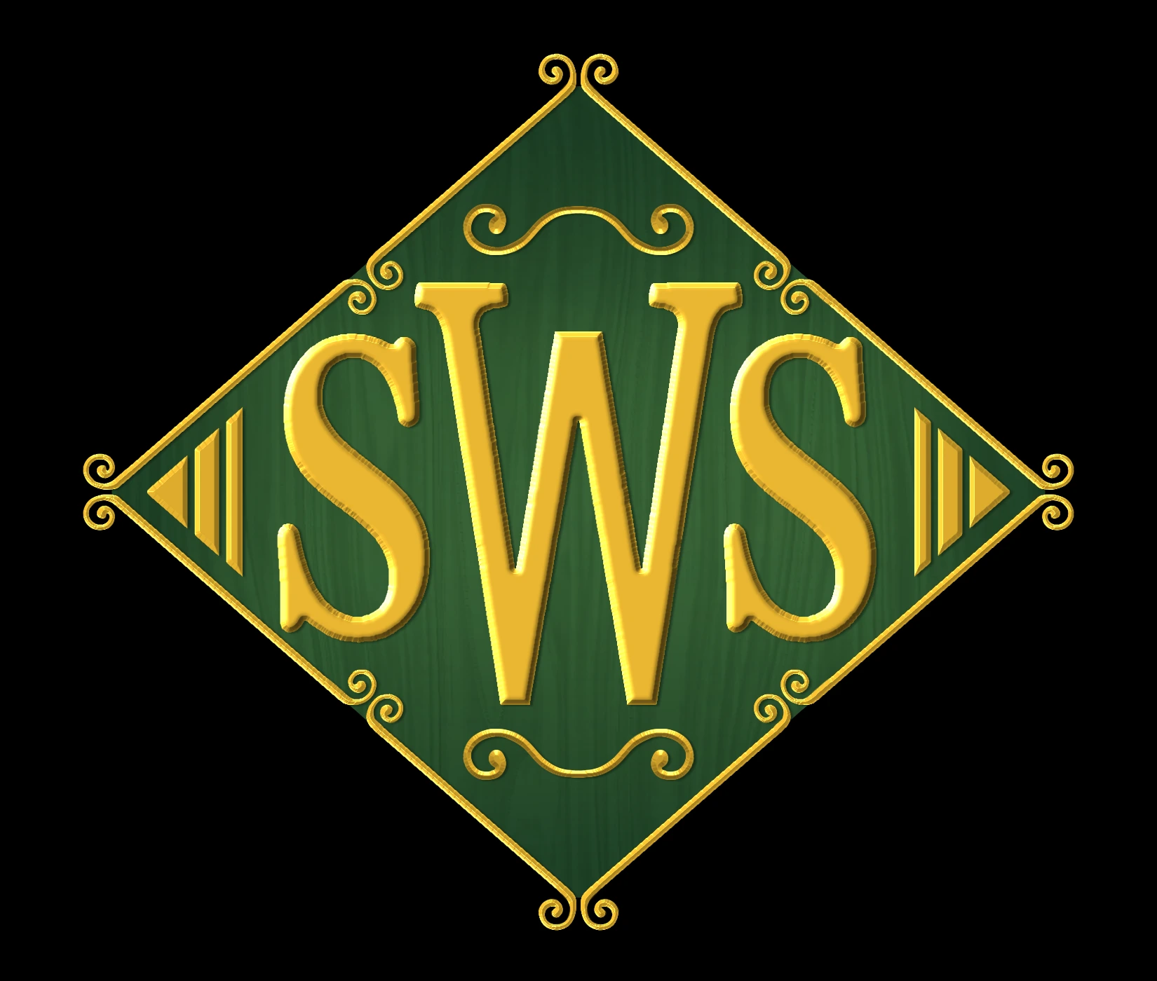 Green and gold geometric Secret World Society emblem